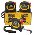 [3-Pack] 10Ft/3m DuaLock Tape Measure | 3/4-Inch Wide Blade With Nylon side, Matte Finish White & Yellow Dual Sided R...