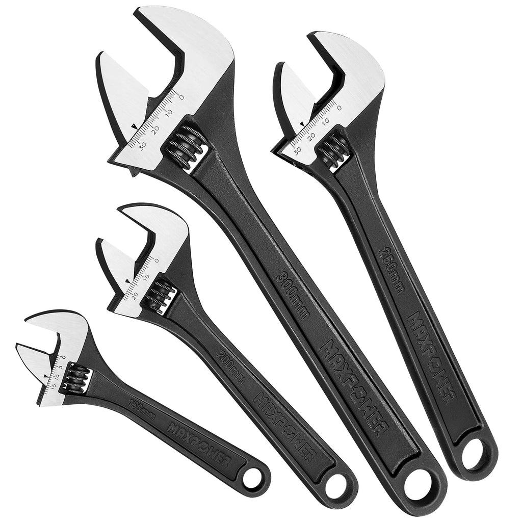 Adjustable Wrench Set, Forged, Heat Treated, Black Phosphate Finish Adjustable Wrenches, 4 Pack (6-inch, 8-inch, 10-i...