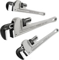 Pipe Wrench Set 10" 14" 18", Aluminum Plumber Wrenches, Straight Plumbing Wrench