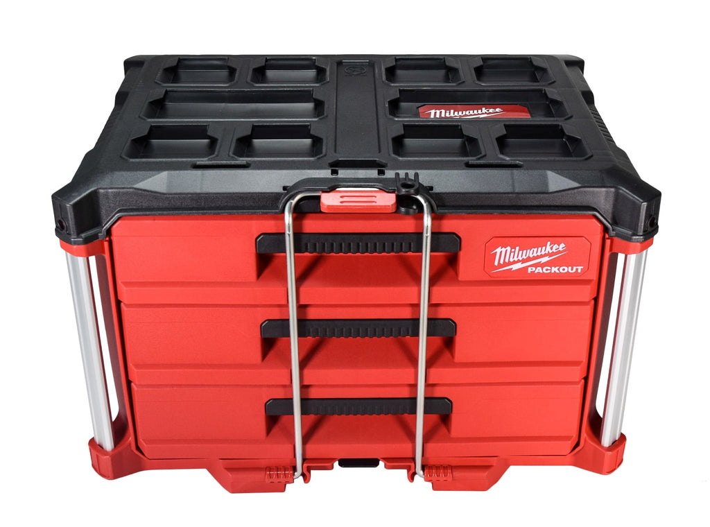 Milwaukee PACKOUT 3-Drawer Tool Box  Modular Storage with Locking Security Bar & Quick-Adjust Dividers - Perfect for Jobsite, Garage, or Tac