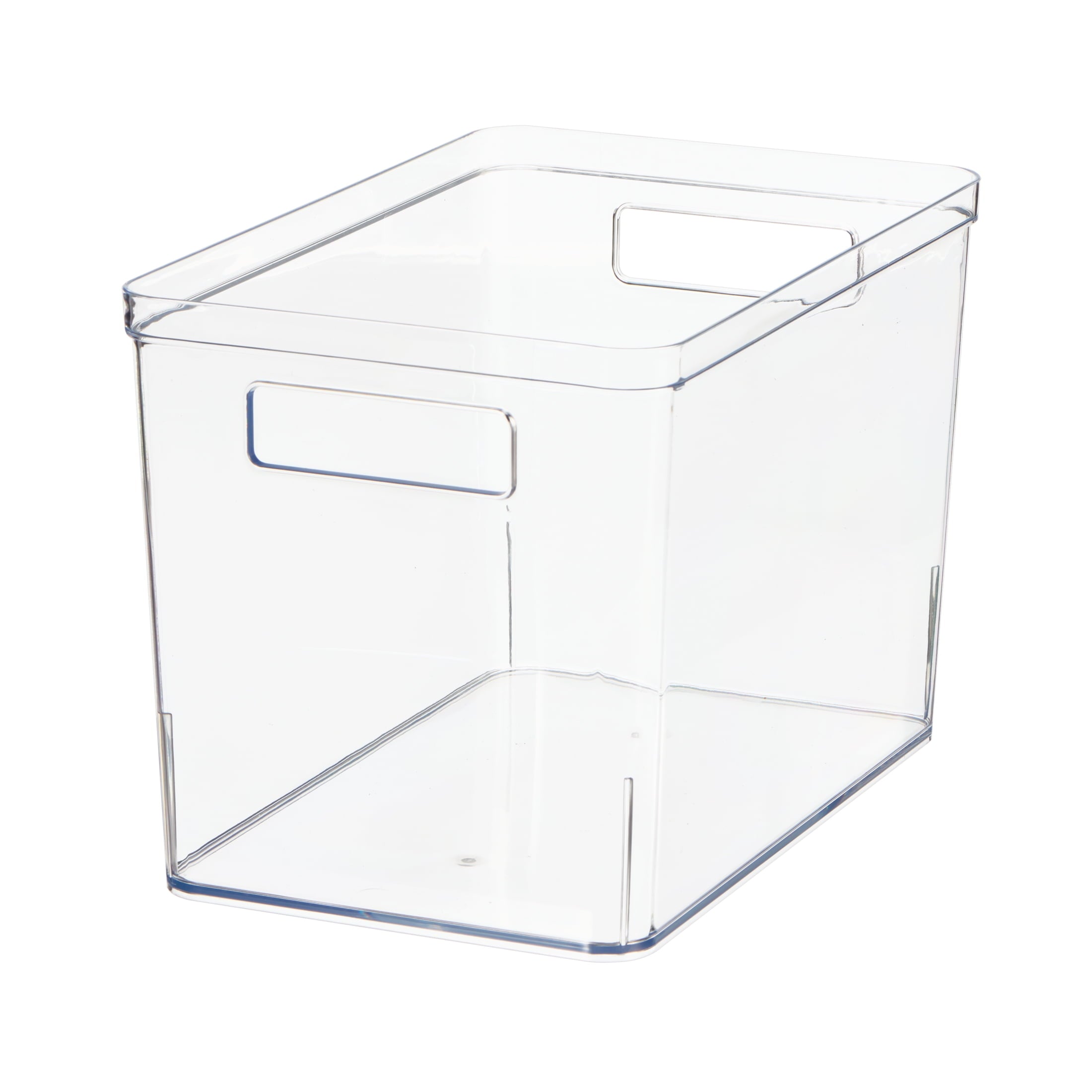 Large Deep Clear Plastic Pantry Storage Bin Organizer, Kitchen Cabinet, Fridge, Shelf and Countertop Storage Container for Pantry Organization, 12" x 7.5" x 8"