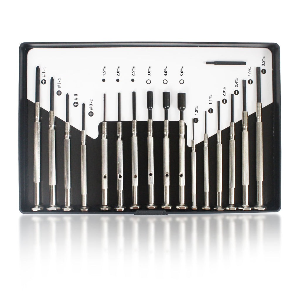 Mini Precision Screwdriver Set, 16 Pcs with Case, Flat head Phillips Hex Socket Head, Suitable for Watch Repair, Eyeglass Repair, Laptop Rep