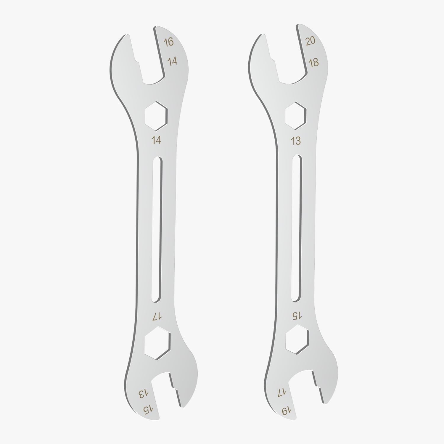 2 PCS Universal Thin Hub Cone Wrench Set, Cr-V Steel + Ni-Cr Plating Super Hard Bicycle Wheel Hub Axle Nut Install Re...