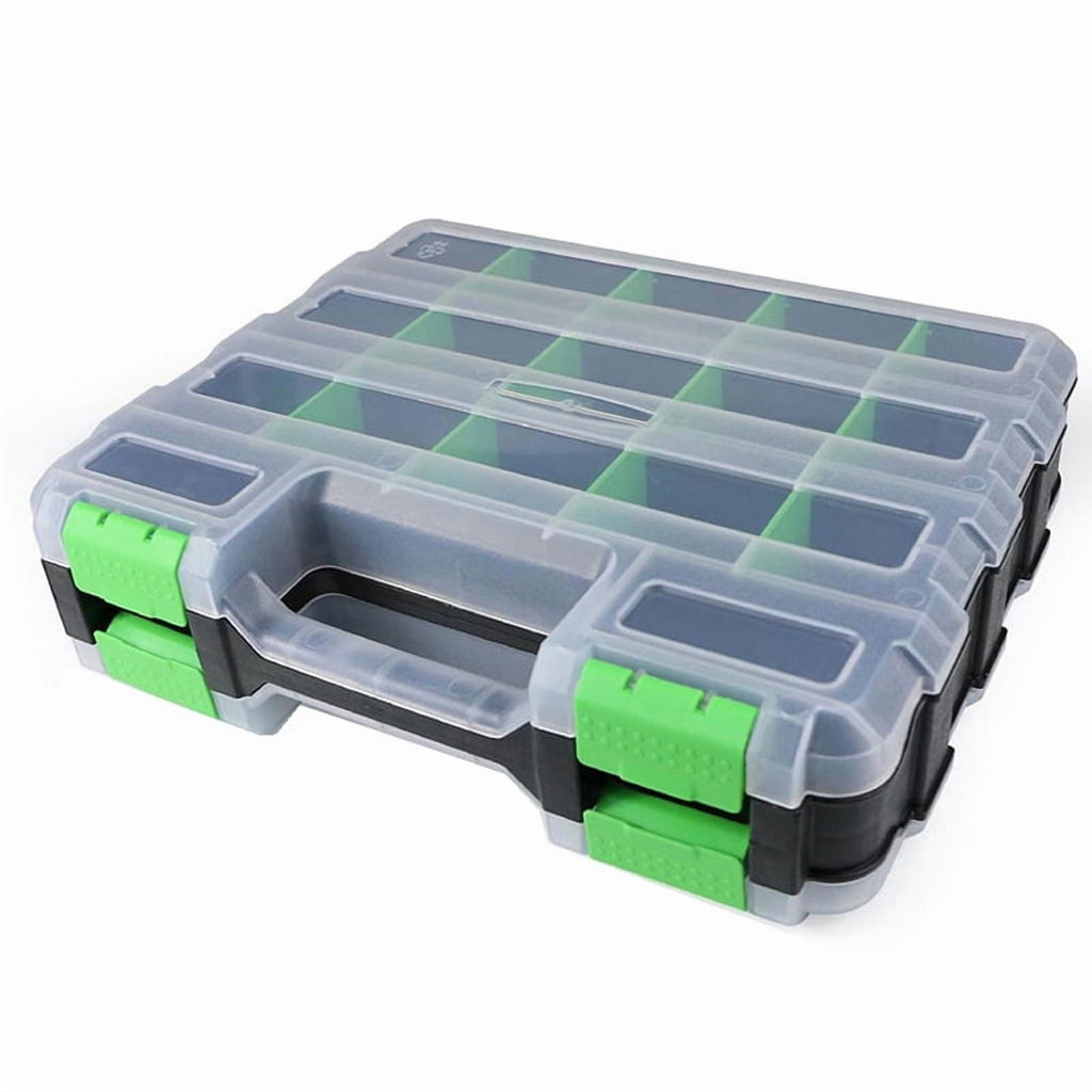 Box with 34 Compartments Hardware Storage Container for Nuts Small Parts Screw Fasteners,1 x Tool Box,Green