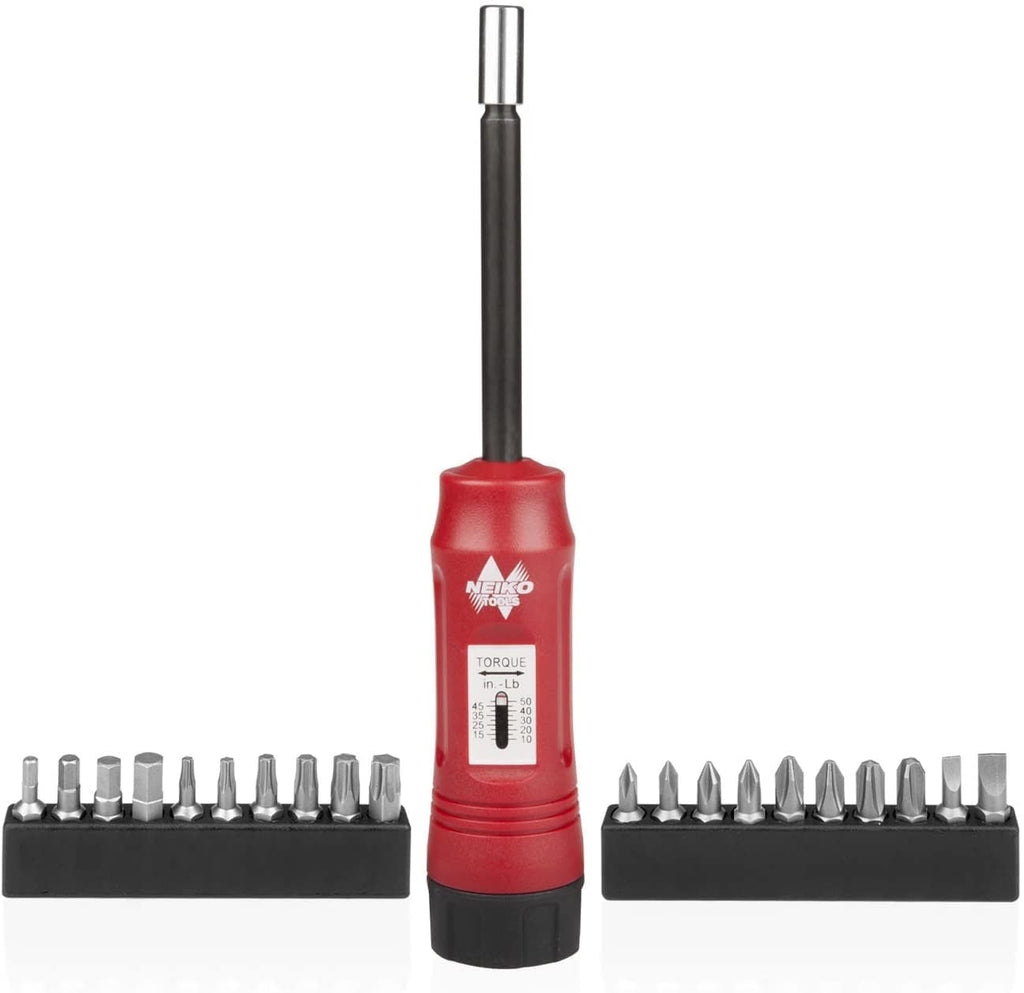 10573B 1/4 Torque Screwdriver Set, 20 Hex Bits, 10 to 50 In-Lbs, Long Shank Screwdriver Torque Wrench, Adjustable Inc...