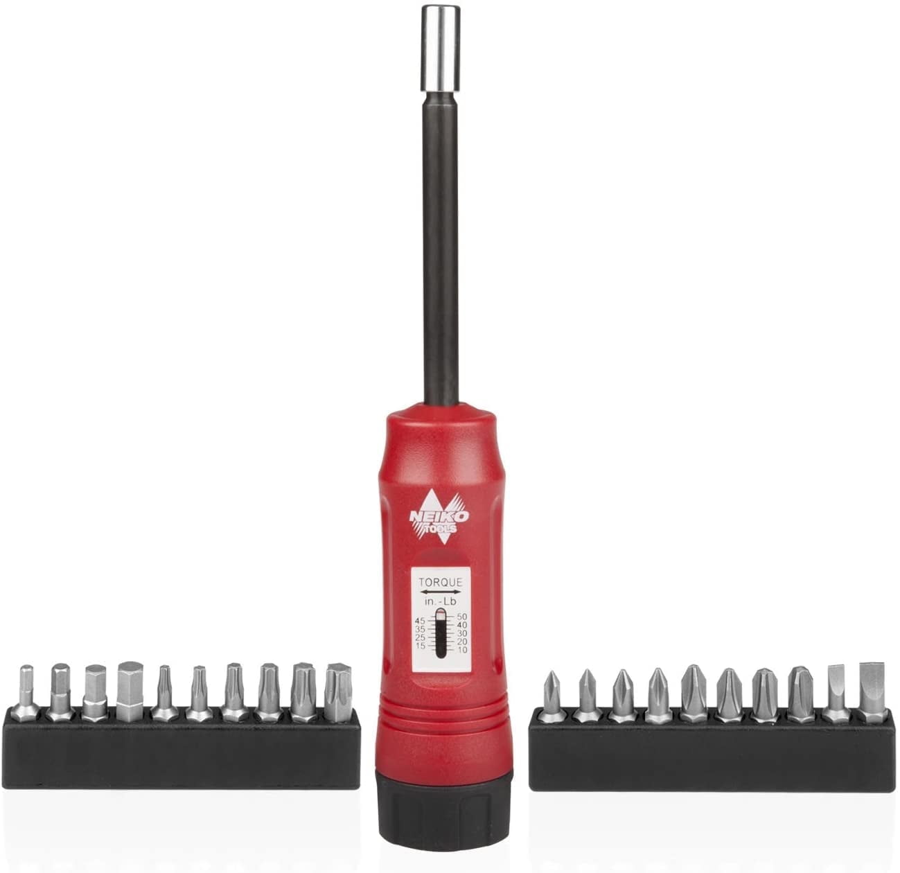 10573B 1/4 Torque Screwdriver Set, 20 Hex Bits, 10 to 50 In-Lbs, Long Shank Screwdriver Torque Wrench, Adjustable Inc...