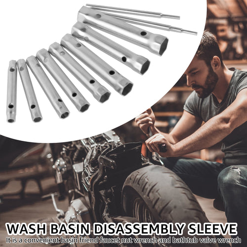 10pcs Shower Valve Socket Wrench Set Remover Carbon Steel Plumber Double-Ended Tubular Spanner Set Extended Spark Ins...