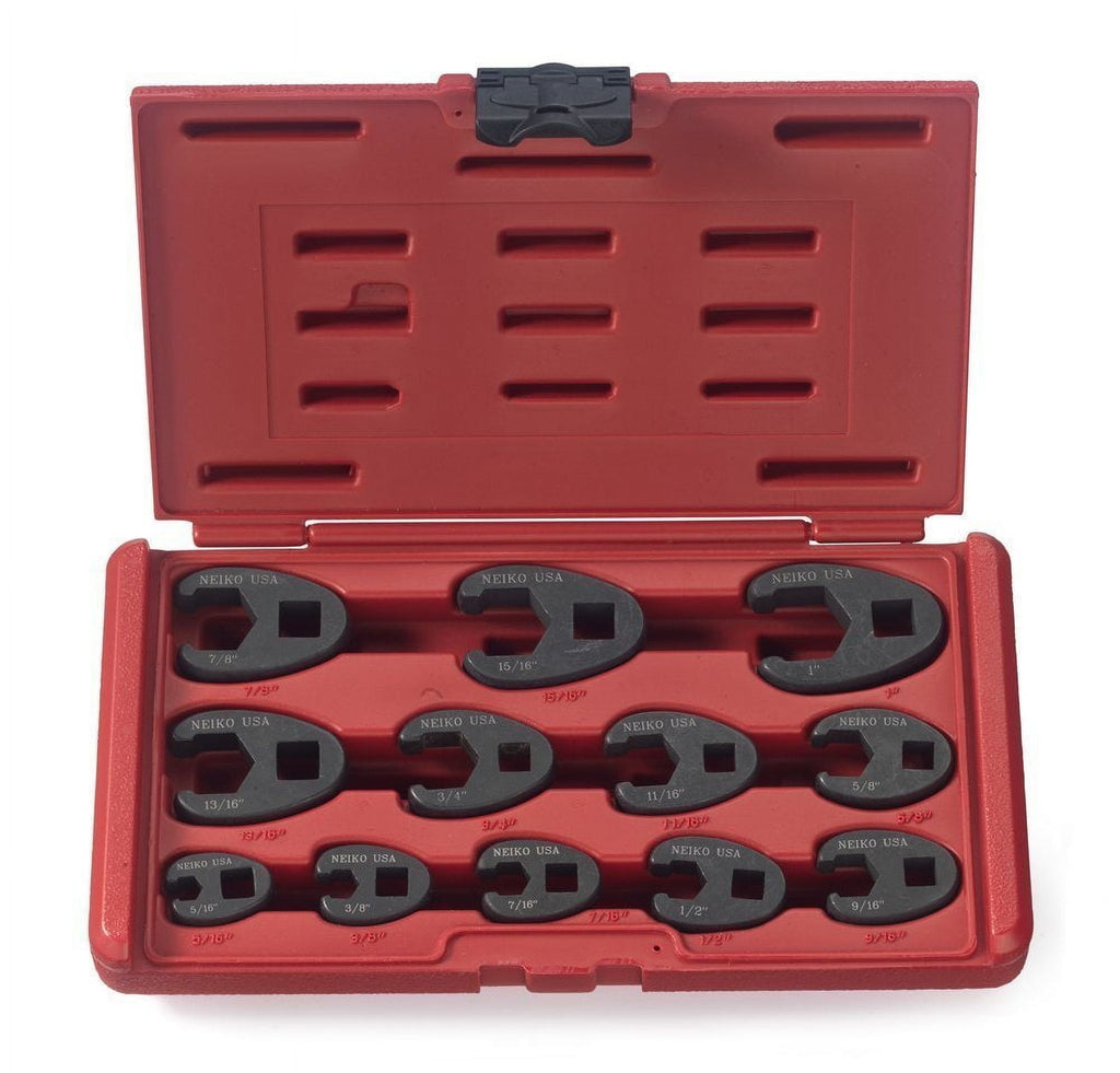 03323A Crowfoot Wrench Set 1/2" and 3/8 Drive, 12 Piece, SAE Crows Foot Wrench Sizes 5/16 to 1, Chrome-Moly Flare Nut...
