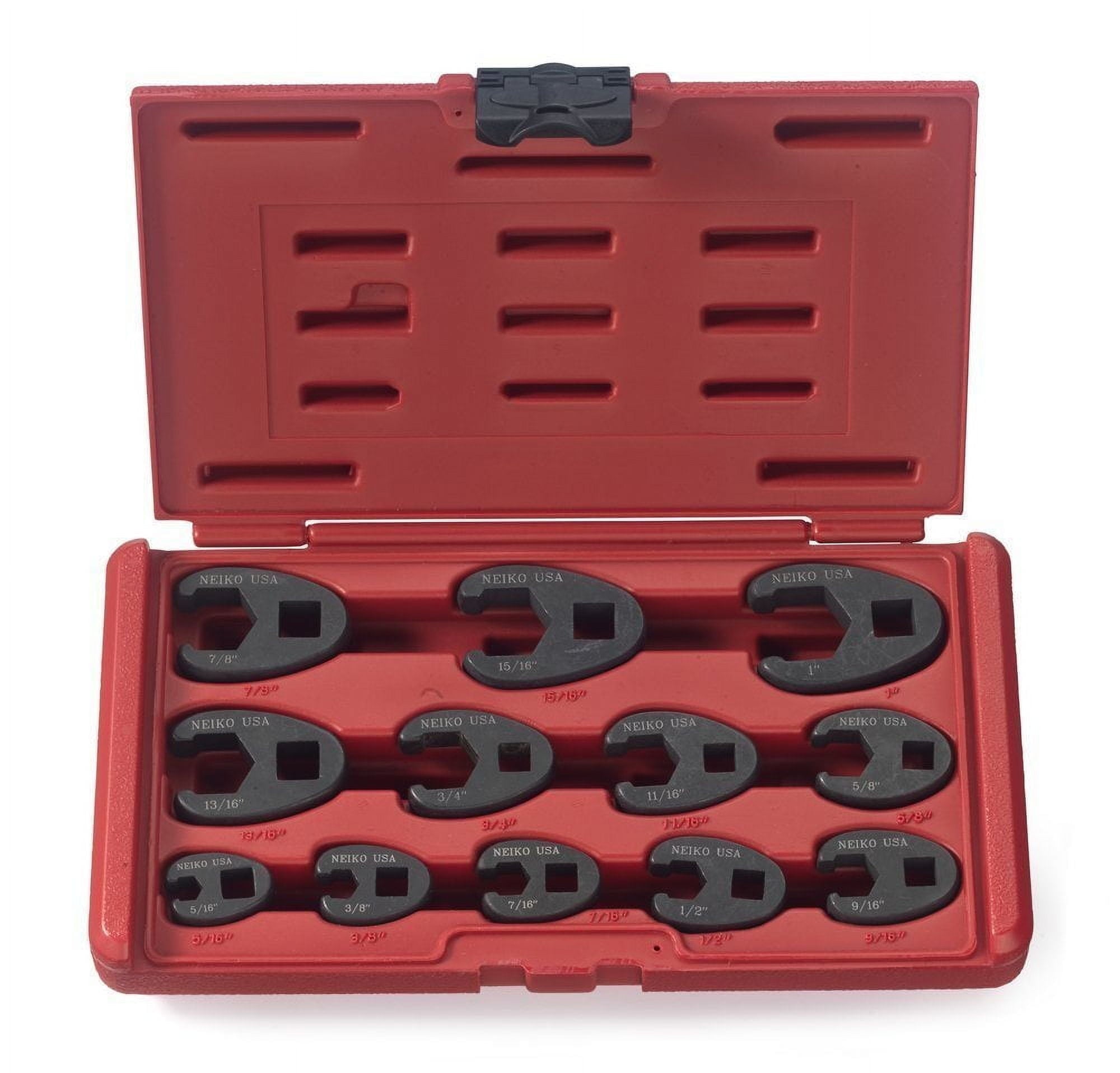 03323A Crowfoot Wrench Set 1/2" and 3/8 Drive, 12 Piece, SAE Crows Foot Wrench Sizes 5/16 to 1, Chrome-Moly Flare Nut...