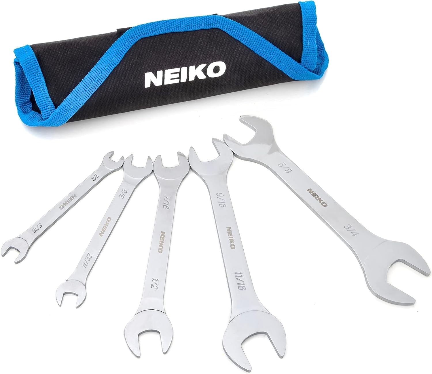03580A Super Thin SAE Wrench Set, 3-4mm Thick, 5 Piece, Double Open Ended, Standard Span, Slim Profile