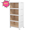Rolling Wheeled Plastic Storage Bins with Lid, 4-Tier Folding Storage Containers, 92 Qt Capacity