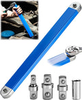 Tool Set, 15.4 Inch with 1/4, 3/8 and 1/2 Inch Square Drive Adapters, Off Set Compatible with Impact (Blue)