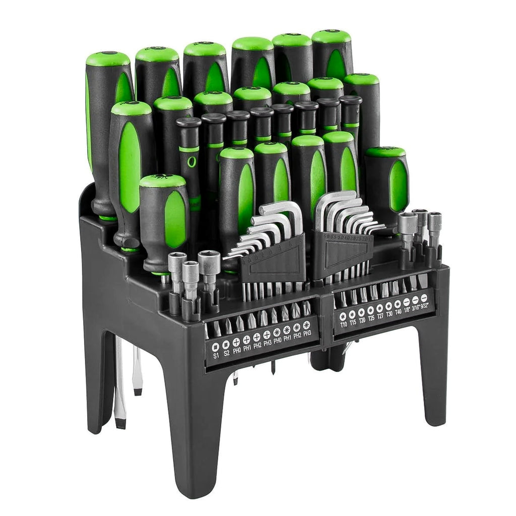 70-Piece Screwdriver Set with Comfort-Grip Handles, Magnetic Tips & Storage Rack Chrome Vanadium Tools for Home, DIY ...