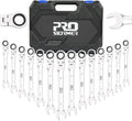 14-Piece Flex-Head Ratcheting Wrench Set, 6-19cm Metric Chrome Vanadium Steel Ratchet Wrenches, Combination Ended Spa...