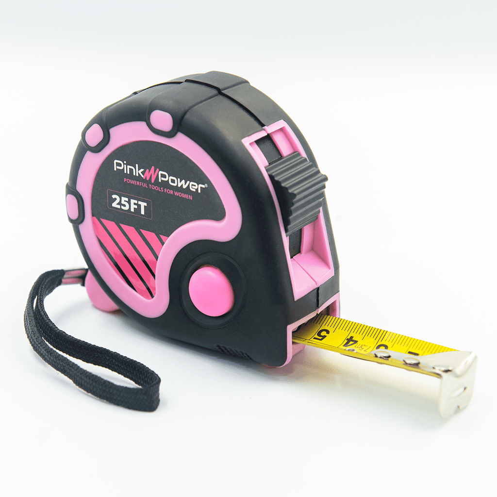 25ft Pink Tape Measure - Pink Measuring Tape Measure for Womens Tool Kit with Retractable Blade and Lock Button - Gir...