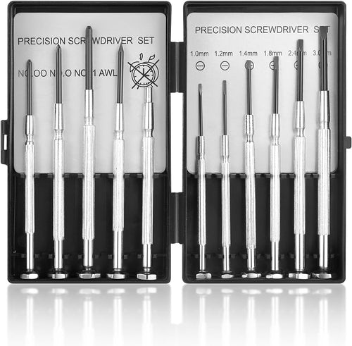Rongsi 11 Pcs Small Precision Screwdriver Set, Tiny Screwdriver Set, Mini Screw Driver Kit with Slotted and Phillips Heads, Ideal for Watch,