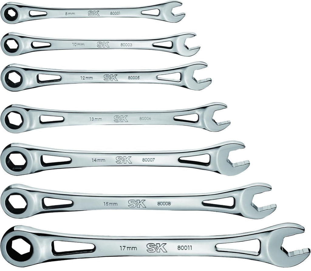 Hand Tools 01363-EVA 7 Piece Metric X-Frame Ratcheting Adjustable Wrench Set
