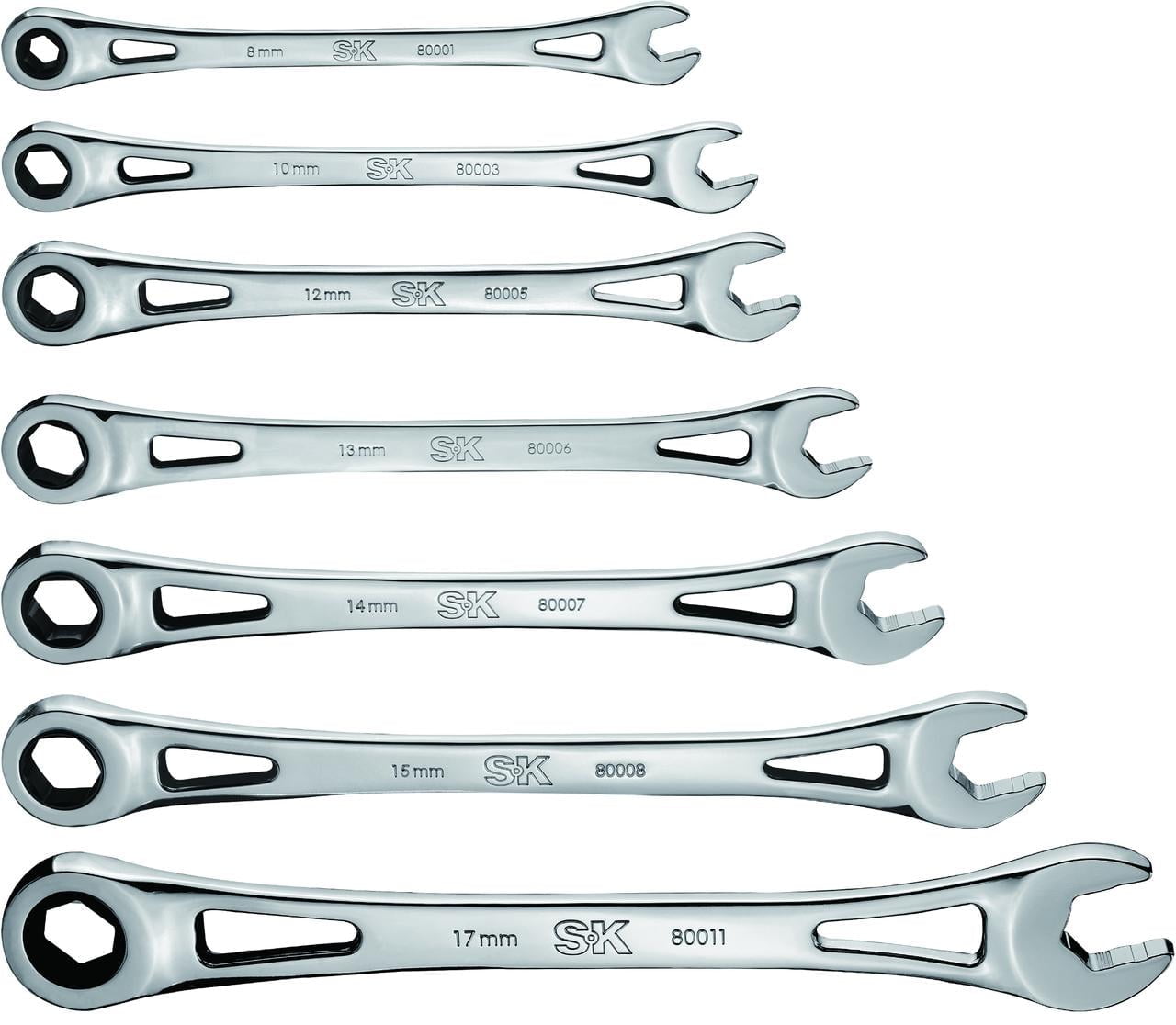Hand Tools 01363-EVA 7 Piece Metric X-Frame Ratcheting Adjustable Wrench Set