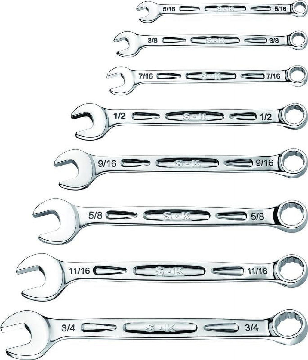 SK Hand Tools SK01365 8-Piece SAE Combination Wrench Set, 360 Degree Rotation