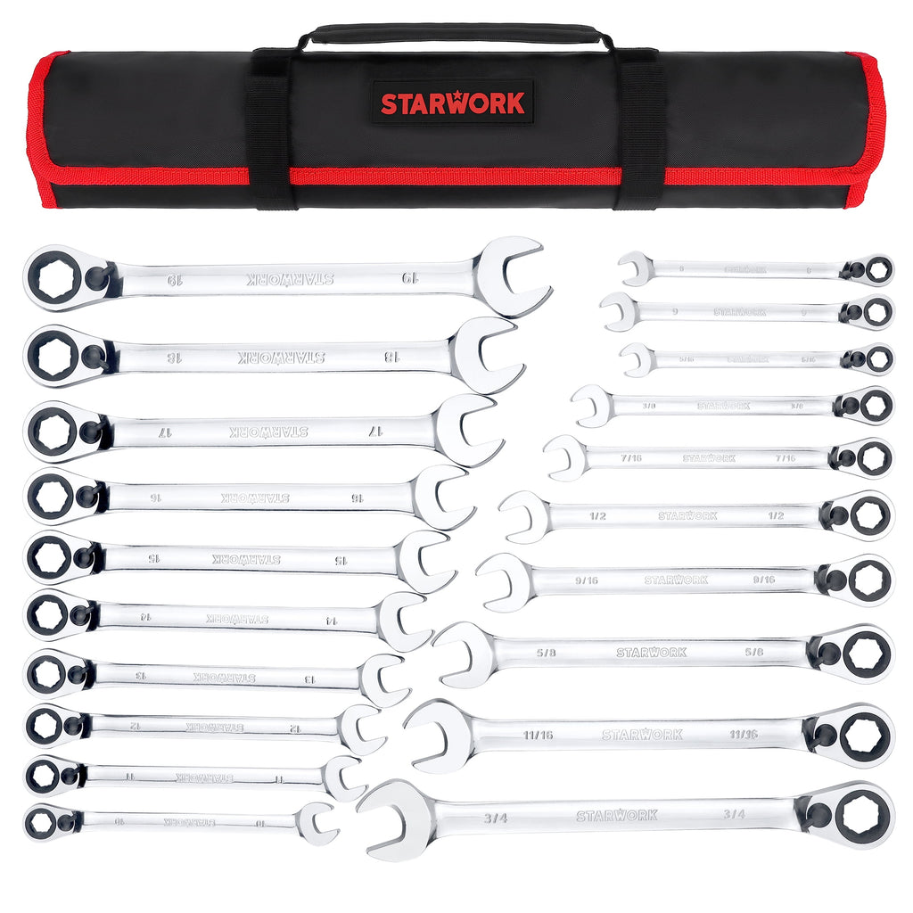 TRUE MECHANIC 20 Pc. Reversible Ratcheting Combination Wrench Set