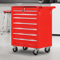 Chest on Wheels, Metal Cart box Storage Cabinet Organizer W/ 7 Drawers, Red