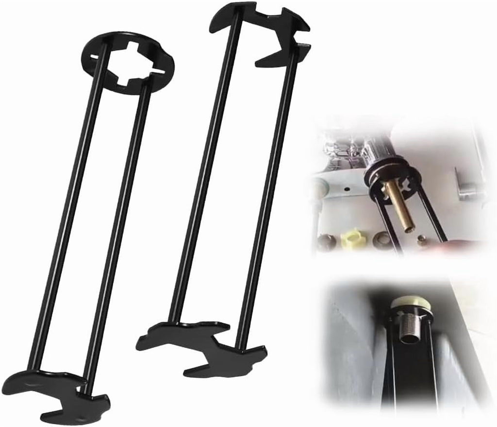 Set of 2 Basin Wrench - Heavy Duty Sink & Faucet Tool | Multifunctional Four-jaw Hex Wrench for Under Sink & Tub Drai...