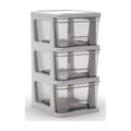 Knock Down Medium Storage Cart with Drawers, Silver Plastic