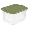 EZ Carry 70 Quart Large Storage Bin, Clear Plastic Storage Container with Full-Grip Handles, Green