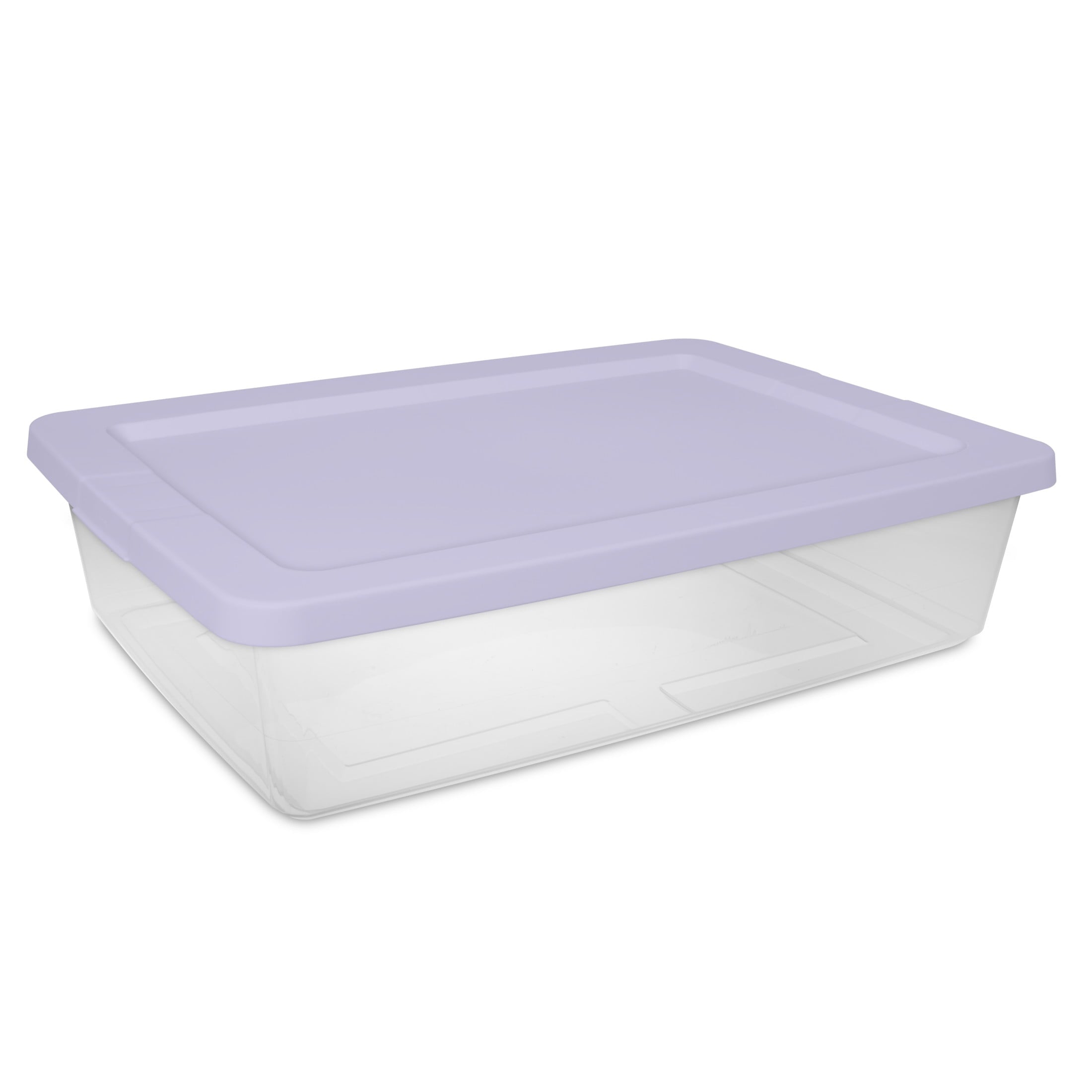 Set of (2) 28 Quart Storage Bins, Clear Plastic Storage Bin with Snap-on Lid, White