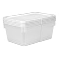 Set of (4) 12 Quart Storage Bins, Clear Plastic Storage Bin with Snap-on Lid, White