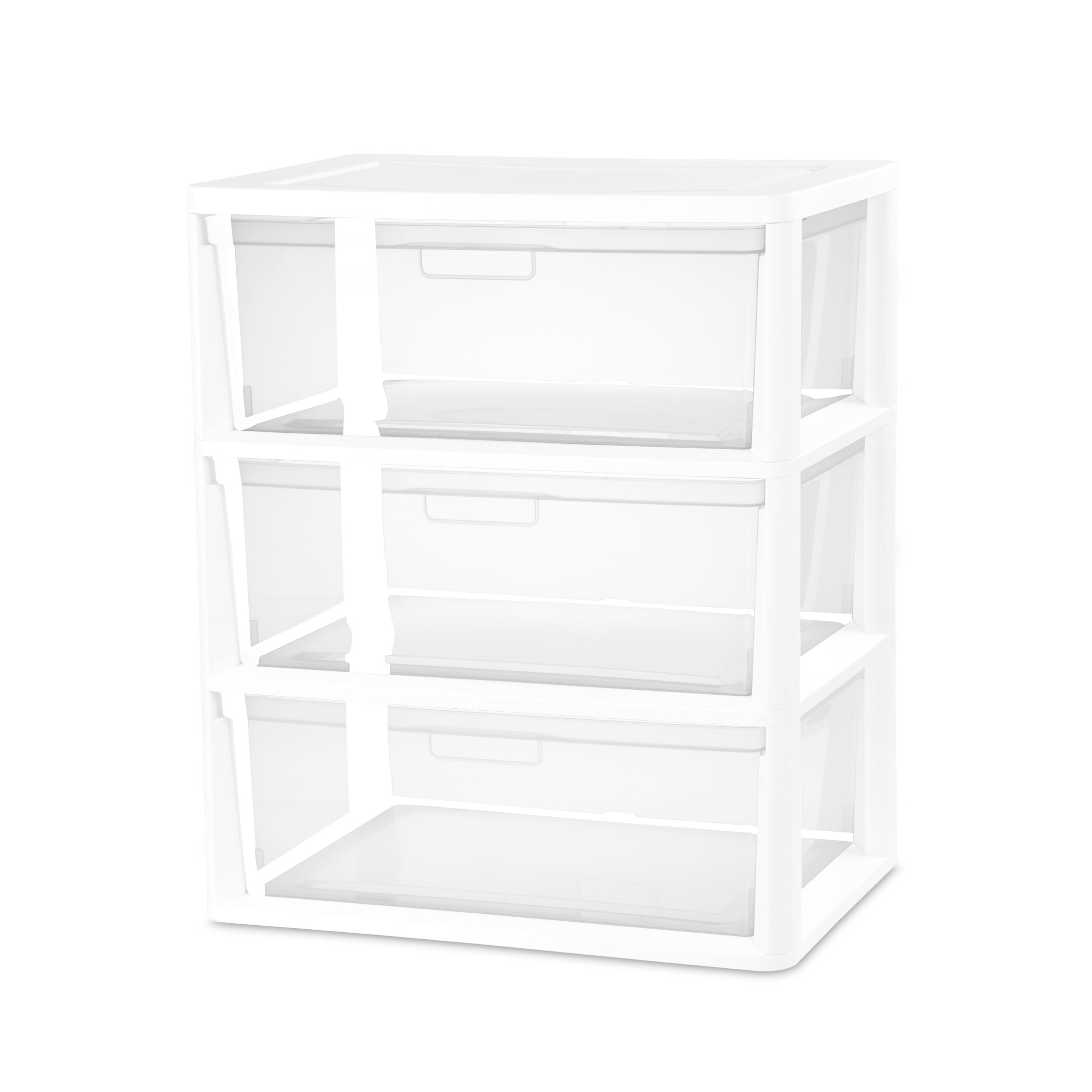 Medium 3 Drawer Tower, with Removable Clear Plastic Storage Bins, Tool-Free, Black