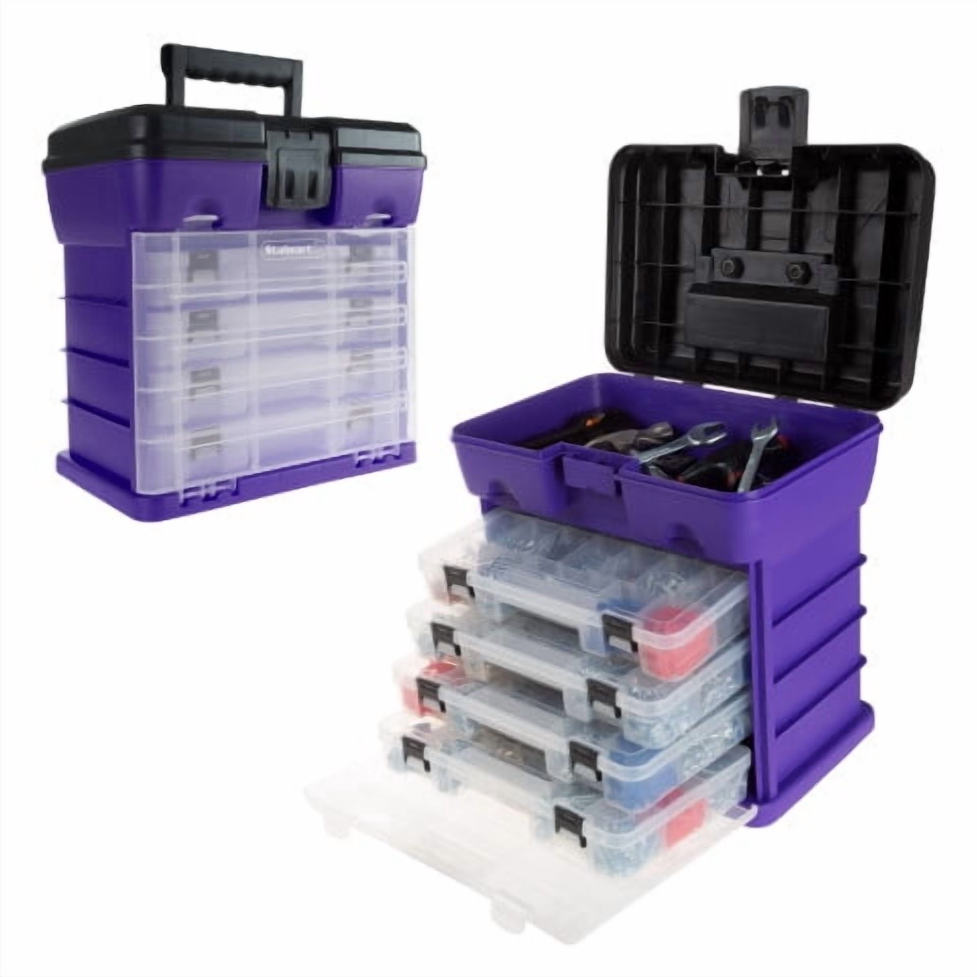 and Tool Box-Durable Organizer Utility Box-4 Drawers with 19 Compartments Each for Hardware Fish Tackle Beads and Mor...
