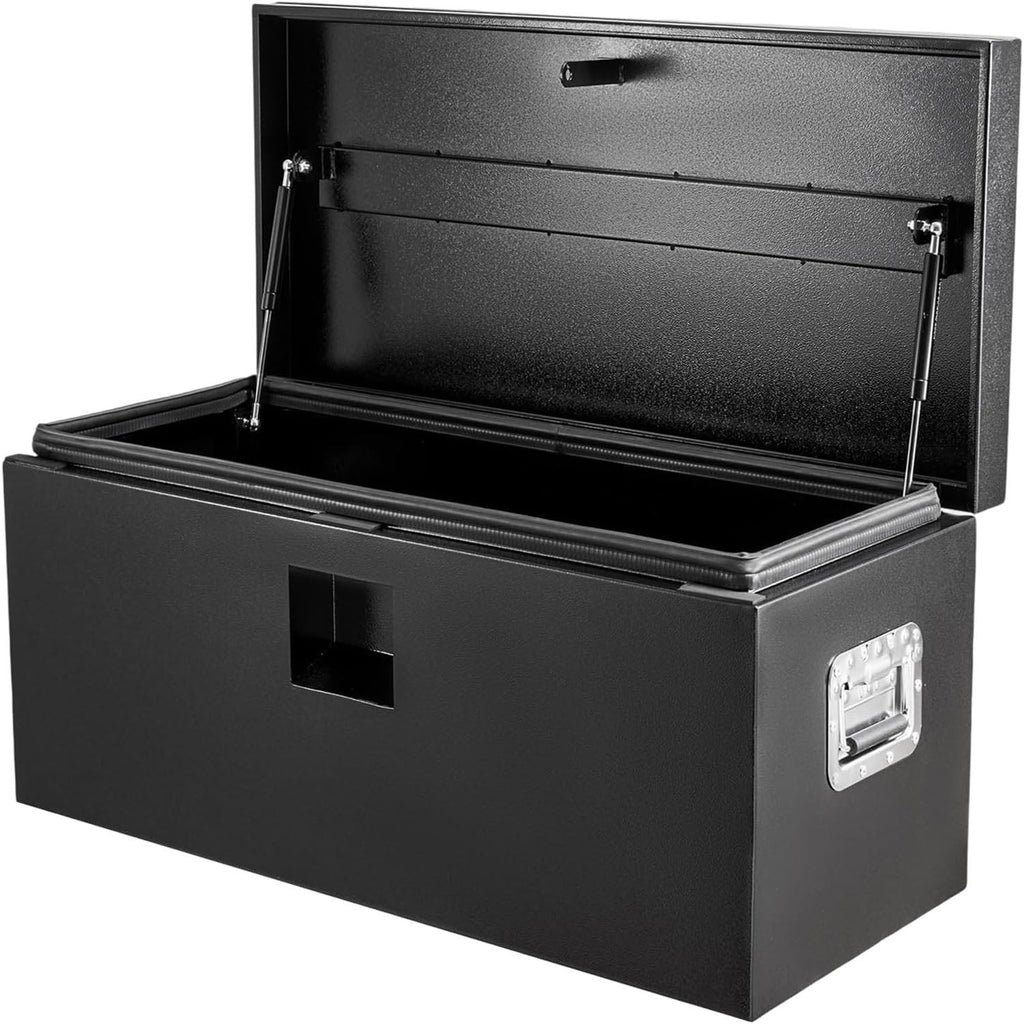 Studyset Black Steel Truck Bed Tool Box, 30"x 15"x 15", Black Powder Coated Storage Chest, Weatherproof Tool Organizer Truck Box for Organiz
