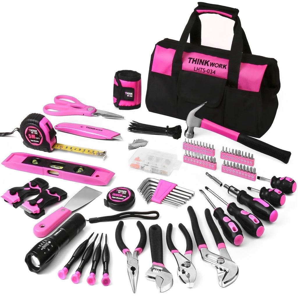 Pink Tool Set- 207 Piece Lady's Portable Home Repairing Tool Kit