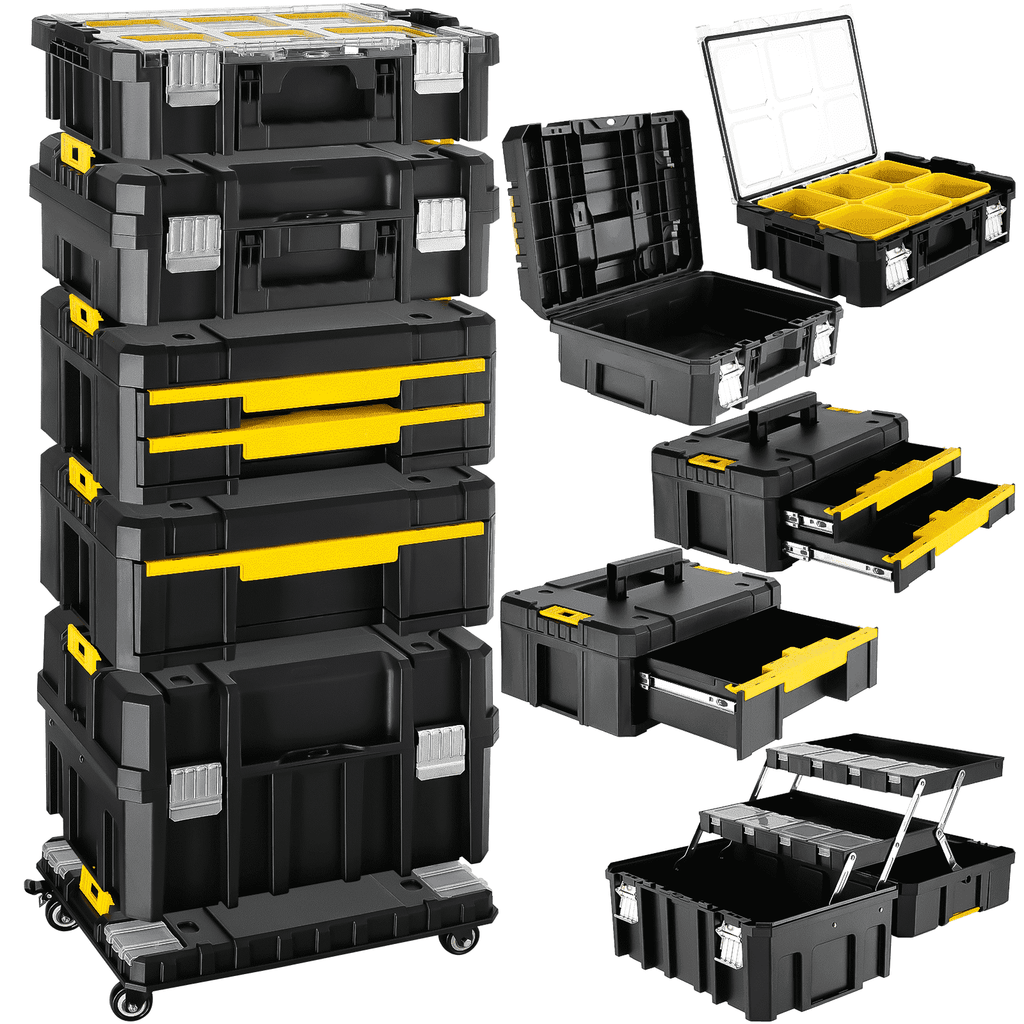 Tool Box with Wheels – 5 in 1 Modular Tool Organizer System, Portable Tool Box with Drawers for Garage Storage, Home ...