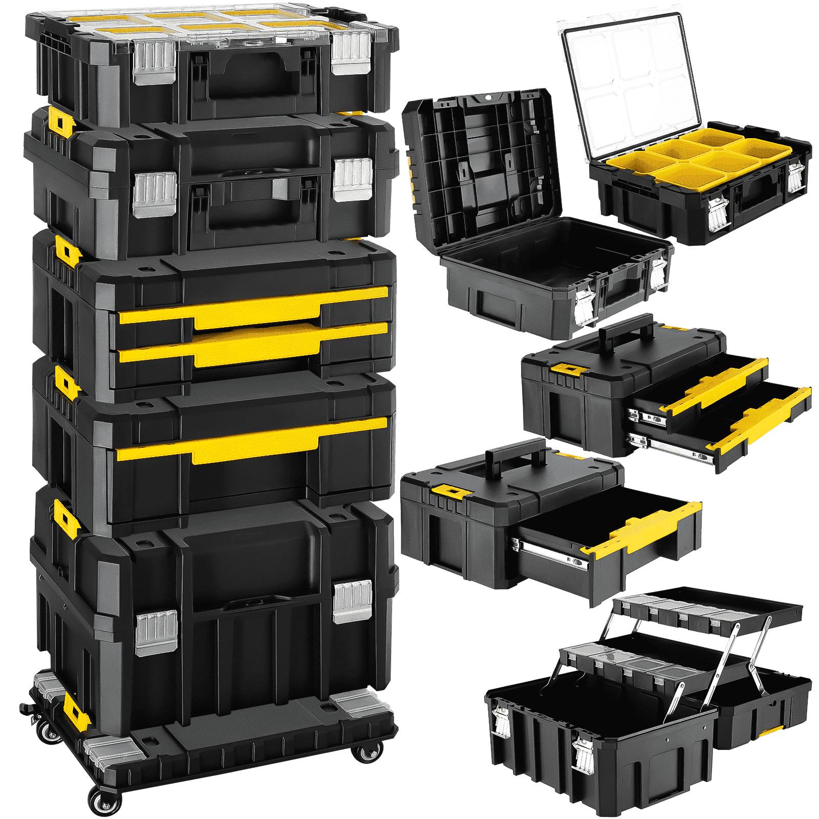 Tool Box with Wheels – 5 in 1 Modular Tool Organizer System, Portable Tool Box with Drawers for Garage Storage, Home ...