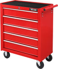 TUFFIOM 5-Drawer Rolling Tool Chest with Lock & Key, Tool Storage Organizer Box Cabinet with Wheels
