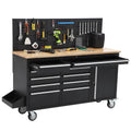 61-inch Rolling with Wheels, 10 Drawers, Multifunctional Cart Mechanic Storage Cabinet for Garage, Assembled Large Bo...
