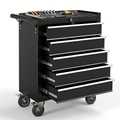 on Wheels, 5-Drawer Rolling Box with Workbench Top, Multifunctional Storage Organizer for Garage, Warehouse, Workshop