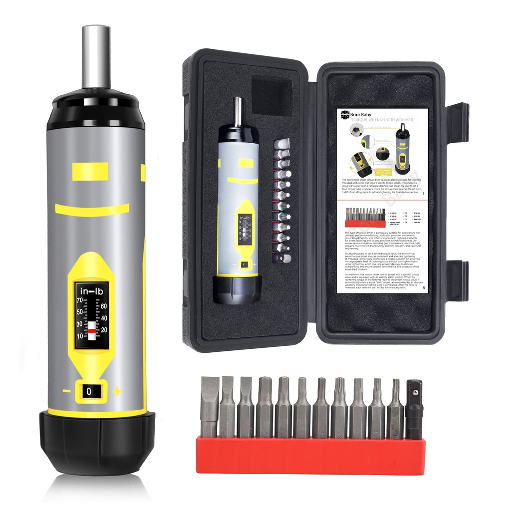 Torque Screwdriver Set 10-70 in-lb Adjustable Torque Driver with 12 S2 Bits, Click-Type Inch Pound Torque Wrench for ...