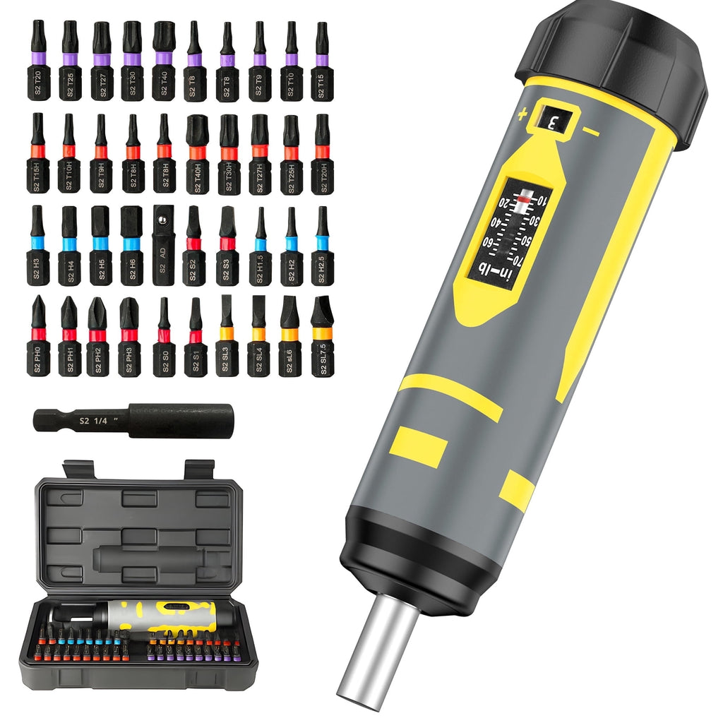 Professional 42-Piece Torque Screwdriver Set (10-70 in-lb) Precision S2 Steel Bits for Scope Mounting, Bicycle Mainte...