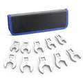 3/8" Wrench Set, 10 Piece Cr-V Steel + Ni-Cr Plating Super Hard Open End Crow Foot Tool Set, Metric 10-19 mm Crows Fe...