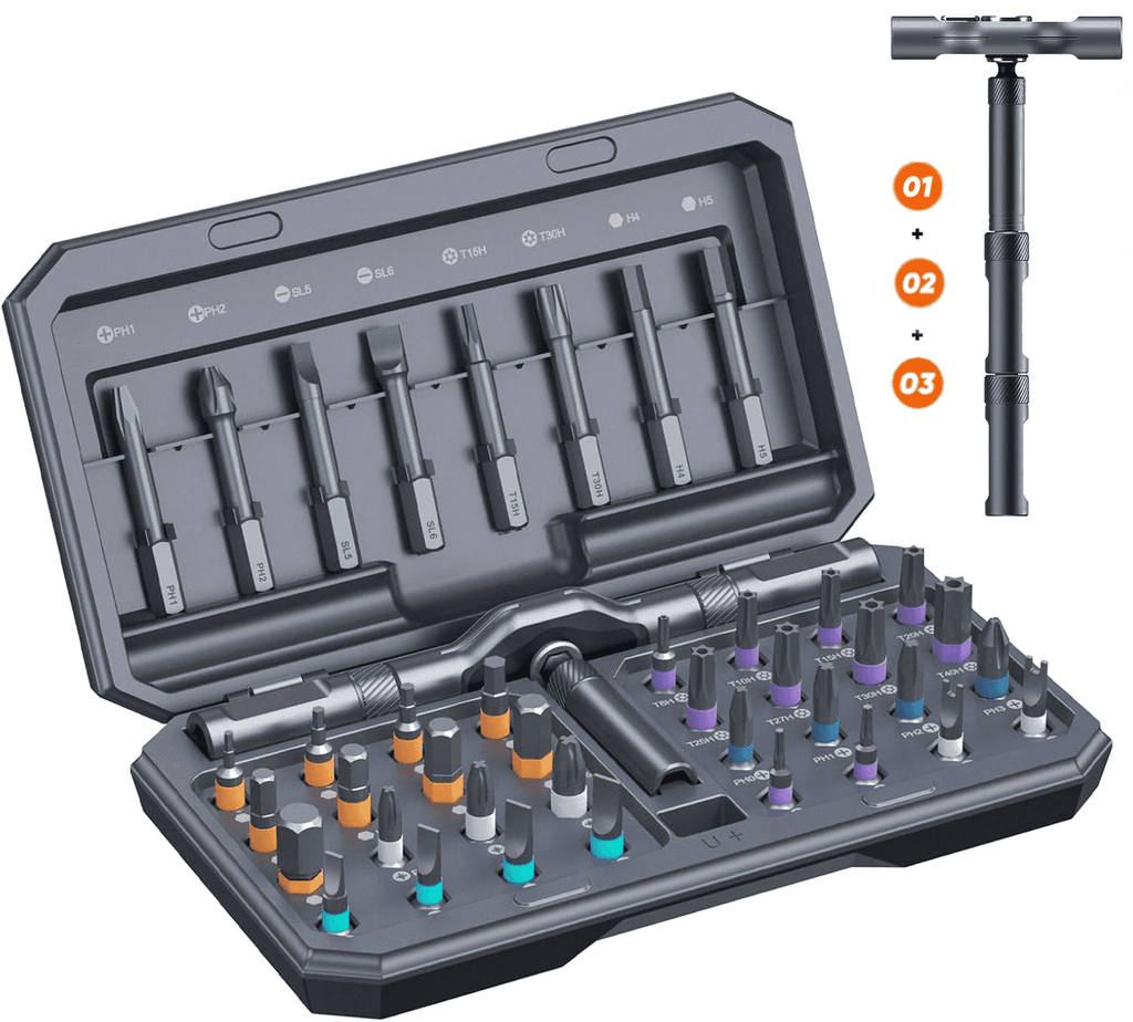 UU&T 42 in 1 Magnetic Screwdriver Set, Multi Bit Ratchet Screwdriver Set with T Handle, Portable Storage Case, DIY Repair Tool Kit for Elect