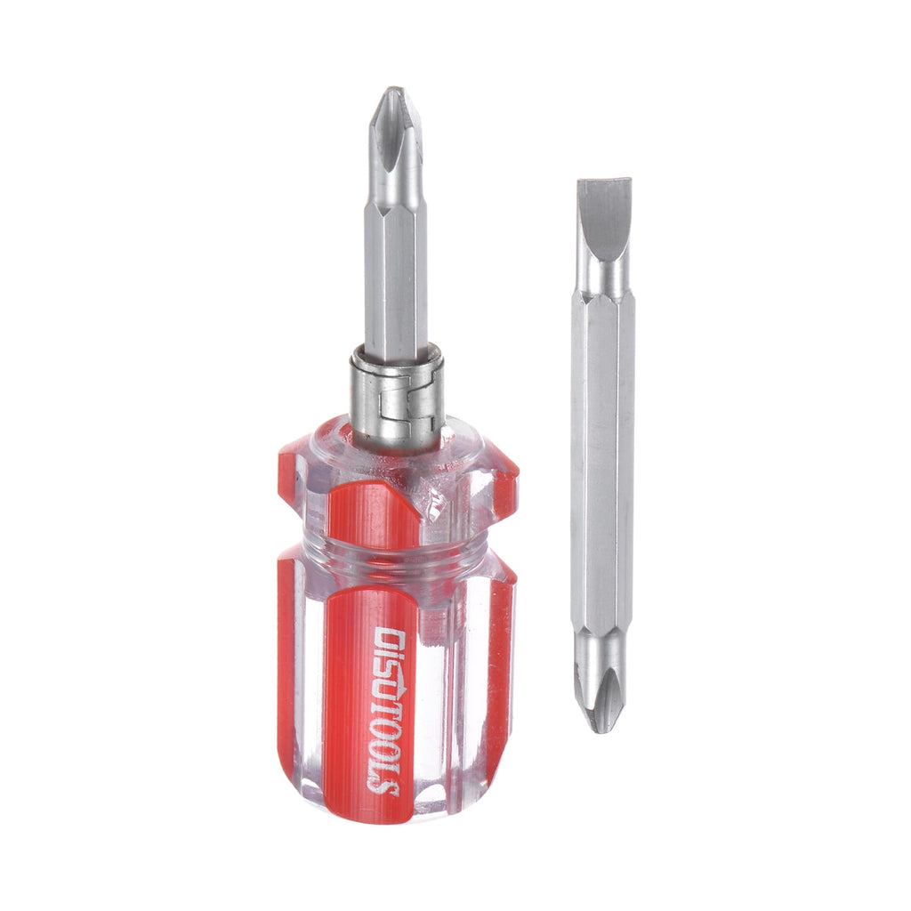Uxcell 2 in 1 Short Screwdrivers Set PH2 Phillips SL6 Flat Head Stubby Magnetic CR-V Screwdrivers Pocket Tip Slotted
