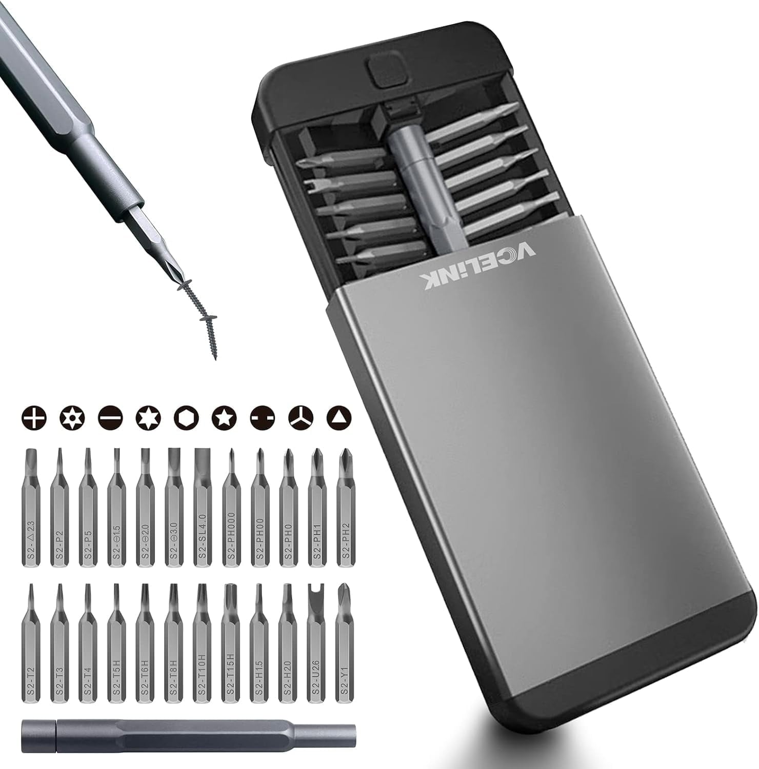 25 in 1 Small Precision Magnetic S2 Steel Screwdriver Set for Electronics