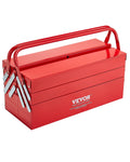 Metal Tool Box, 18-inch, 3-Tier 5-Tray Portable Folding Tool Chest Organizer with Handle & Lock Hole, Powder Coated S...