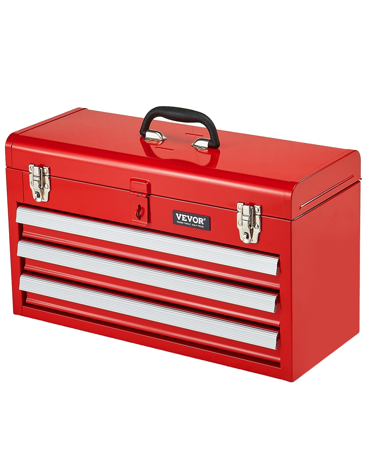Metal Tool Box, 20.5-inch, Portable Metal Tool Box with 3 Drawers, Small Tool Chest with EVA Liners,Ball Bearing Slid...