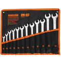 26-Piece Combination Wrench Set, SAE & Metric 8mm24mm & 1/41, Chrome Vanadium Steel Open End Wrenches with 12-Point B...