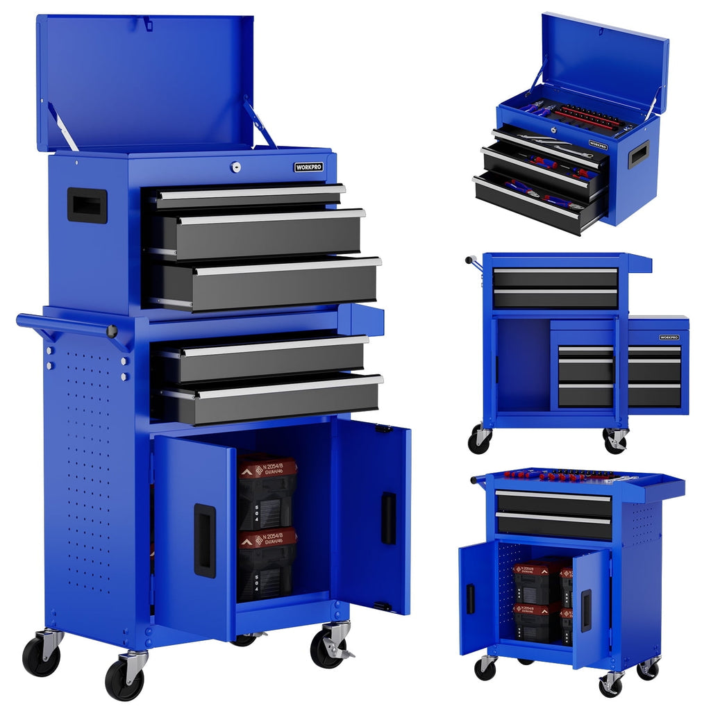 20 inch 5-Drawer Rolling Tool Chest, Sliding Metal Drawer Rolling Tool Storage Cabinet, Removable Toolbox Organizer f...