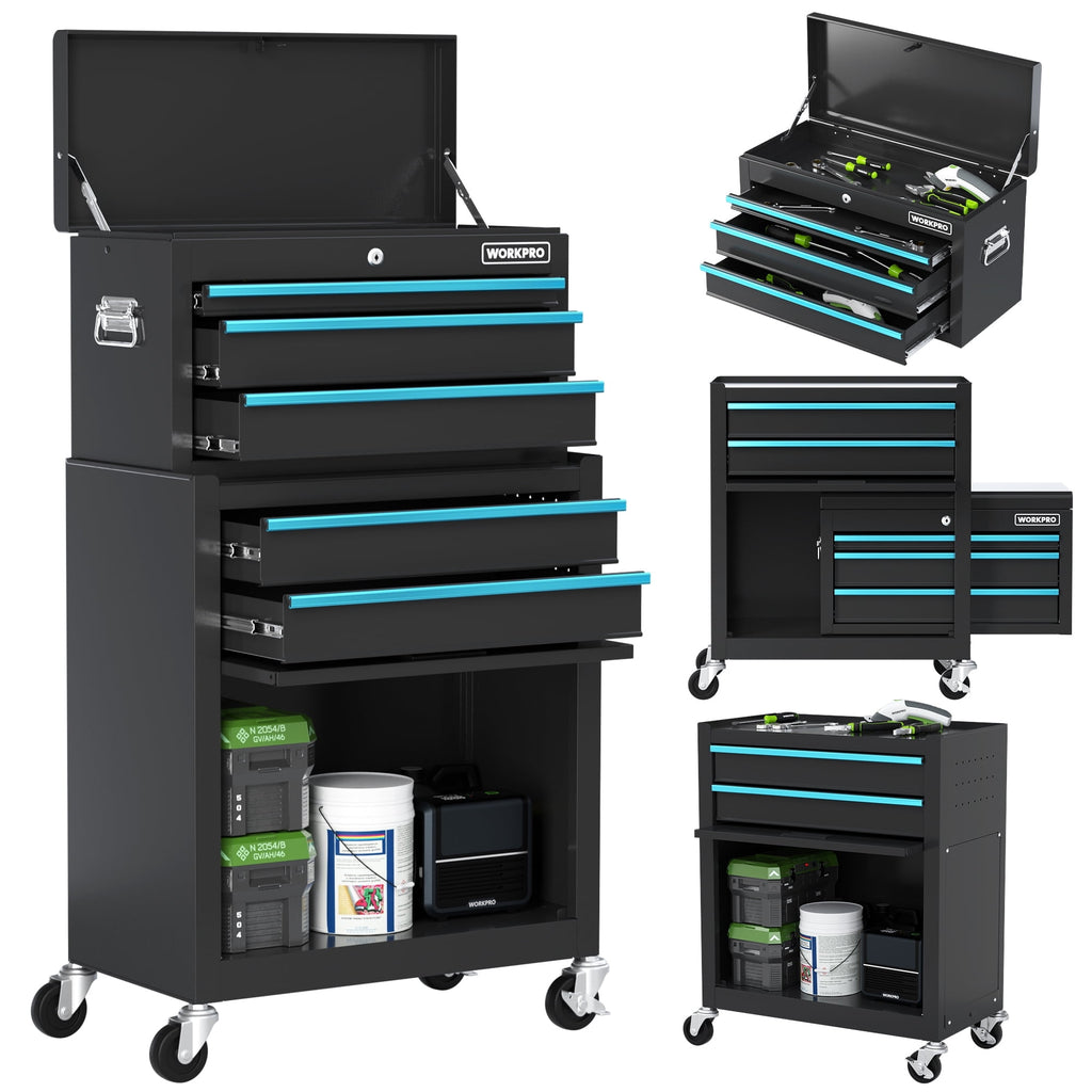 24.5 inch 5-Drawer Rolling Tool Chest, Sliding Metal Drawer Rolling Tool Storage Cabinet, Removable Toolbox Organizer...